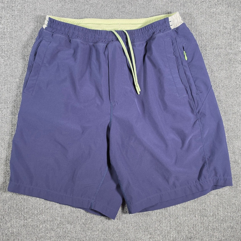 Birddogs Mens Gym Shorts Navy Blue Lined XL Long 7 Inch Inseam Zipper Pockets
